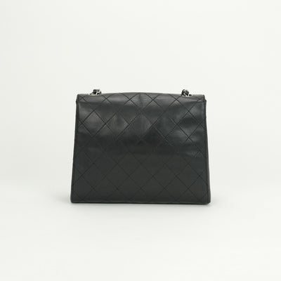 CHANEL 샤넬 Matelass? 가방 숄더 가방 램스킨 블랙 실버 메탈 피팅 체인 어깨 가방 코코 마크
