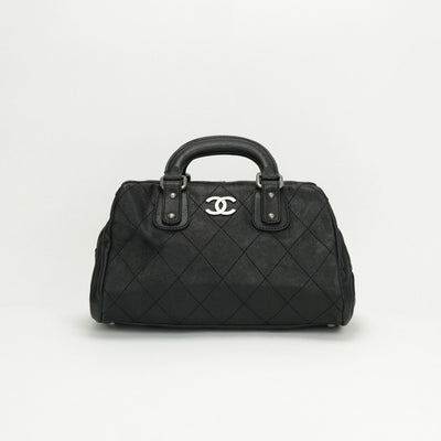 CHANEL 샤넬 Matelasse wild stitch Matelass? 와일드 스티치 백 토트 백 캐비어 스킨 블랙 블랙 실버 피팅 코코 마크 핸드백