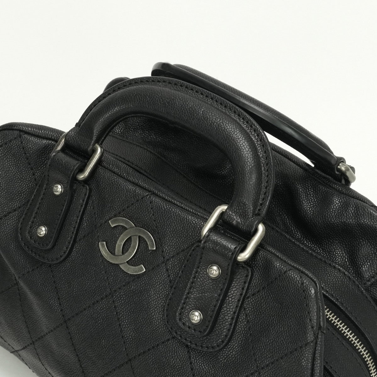 CHANEL 샤넬 Matelasse wild stitch Matelass? 와일드 스티치 백 토트 백 캐비어 스킨 블랙 블랙 실버 피팅 코코 마크 핸드백