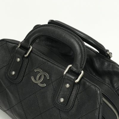 CHANEL 샤넬 Matelasse wild stitch Matelass? 와일드 스티치 백 토트 백 캐비어 스킨 블랙 블랙 실버 피팅 코코 마크 핸드백
