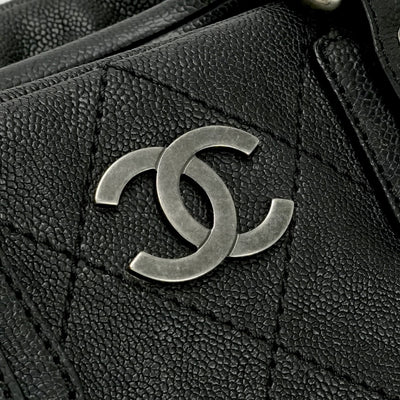 CHANEL 샤넬 Matelasse wild stitch Matelass? 와일드 스티치 백 토트 백 캐비어 스킨 블랙 블랙 실버 피팅 코코 마크 핸드백