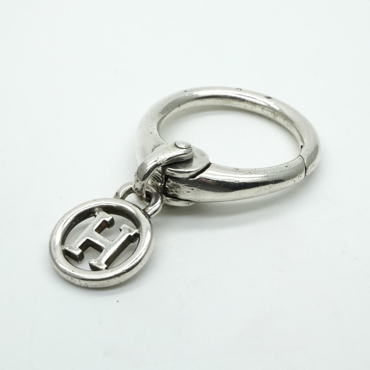 HERMES HERMES Other 925 Silver Vintage H Logo Key Ring Bag Charm