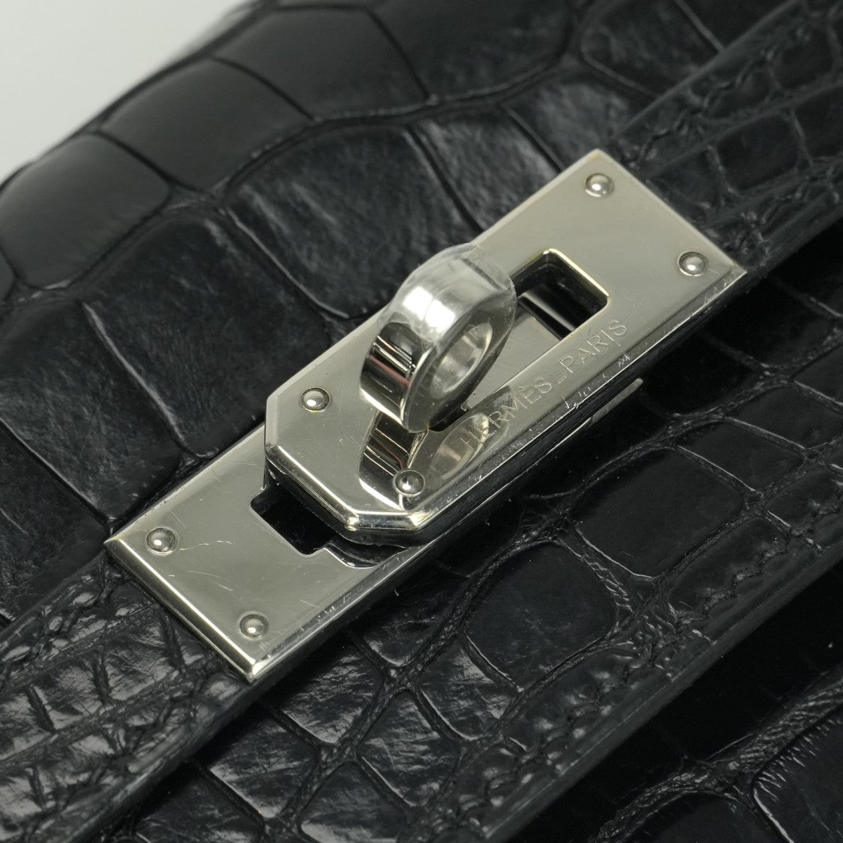 エルメス HERMES ケリーウォレット ケリーウォレットロング 財布 長財布 ロングウォレット アリゲーター クロコダイル ノワール Noir ブラック Black 黒 シルバー金具 エキゾチック