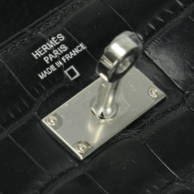 エルメス HERMES ケリーウォレット ケリーウォレットロング 財布 長財布 ロングウォレット アリゲーター クロコダイル ノワール Noir ブラック Black 黒 シルバー金具 エキゾチック