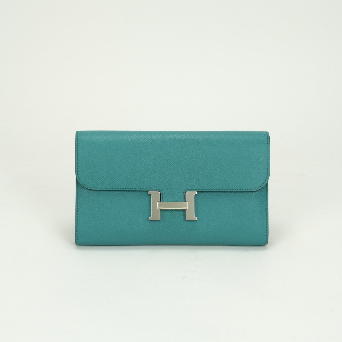 エルメス HERMES コンスタンスロング コンスタンス ロング 財布 長財布 ロングウォレット エプソン ブルーパオン　blue paon ブルー blue グリーン Green 青 緑 シルバー金具 ヴォーエプソン