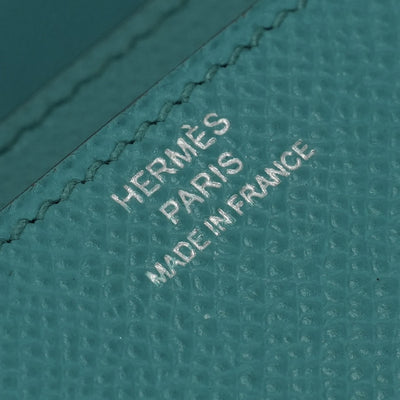 エルメス HERMES コンスタンスロング コンスタンス ロング 財布 長財布 ロングウォレット エプソン ブルーパオン　blue paon ブルー blue グリーン Green 青 緑 シルバー金具 ヴォーエプソン