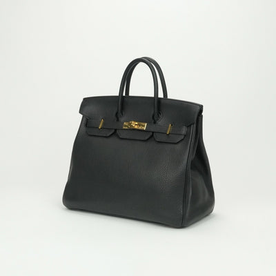HERMES HERMES Haut a courroies 32 Haut a courroies 32 Bag Tote Bag Fjord Noir Noir Black Black Gold Hardware HERMES OEAUTacroa handbag