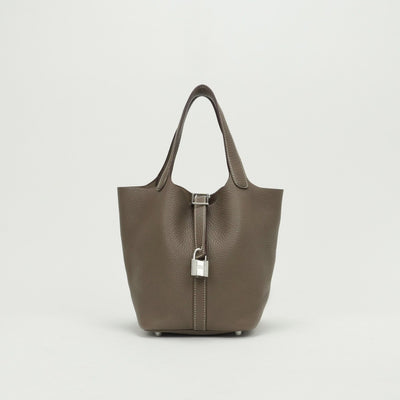 HERMES HERMES Picotin lock PM Picotin lock PM Picotin lock 18 Bag Tote Bag Torillon Clemence Etoupe Greige Grey Silver Hardware