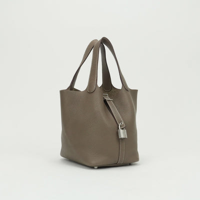 HERMES HERMES Picotin lock PM Picotin lock PM Picotin lock 18 Bag Tote Bag Torillon Clemence Etoupe Greige Grey Silver Hardware