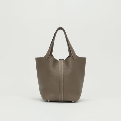 HERMES HERMES Picotin lock PM Picotin lock PM Picotin lock 18 Bag Tote Bag Torillon Clemence Etoupe Greige Grey Silver Hardware