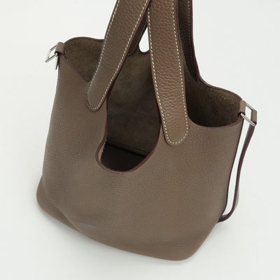 HERMES HERMES Picotin lock PM Picotin lock PM Picotin lock 18 Bag Tote Bag Torillon Clemence Etoupe Greige Grey Silver Hardware