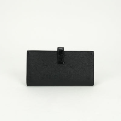 エルメス HERMES ベアンスフレタッチ ベアン スフレ タッチ 財布 長財布 ロングウォレット エプソン クロコダイル ノワール noir ブラック black 黒 シルバー金具 ヴォーエプソン アリゲーター