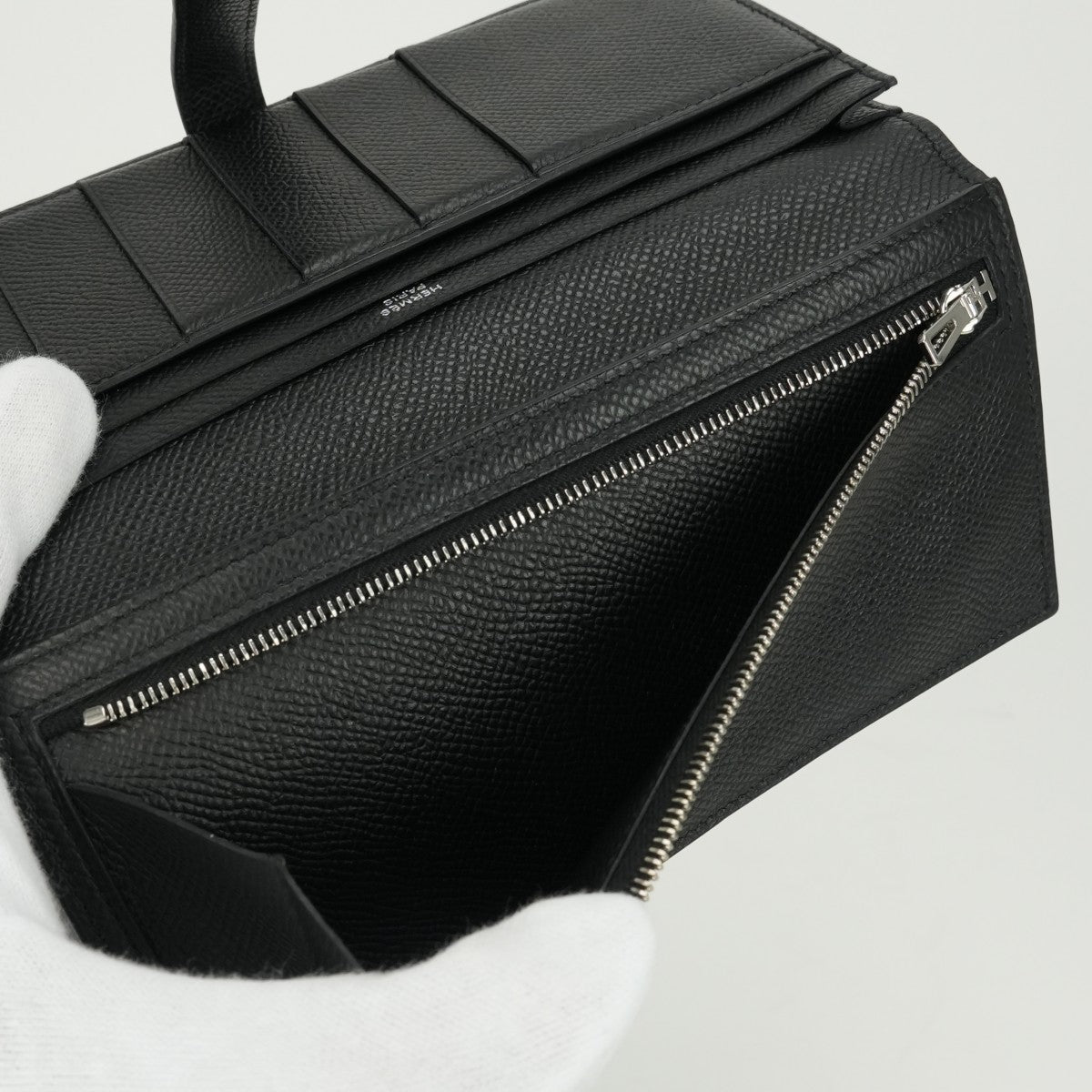エルメス HERMES ベアンスフレタッチ ベアン スフレ タッチ 財布 長財布 ロングウォレット エプソン クロコダイル ノワール noir ブラック black 黒 シルバー金具 ヴォーエプソン アリゲーター