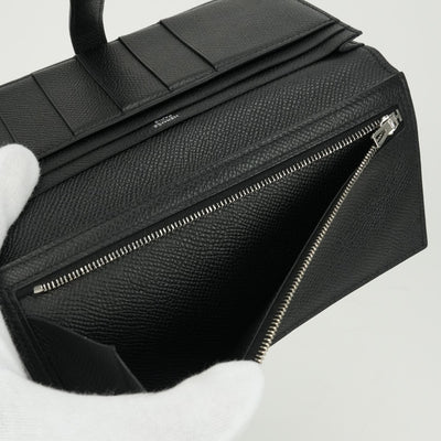エルメス HERMES ベアンスフレタッチ ベアン スフレ タッチ 財布 長財布 ロングウォレット エプソン クロコダイル ノワール noir ブラック black 黒 シルバー金具 ヴォーエプソン アリゲーター