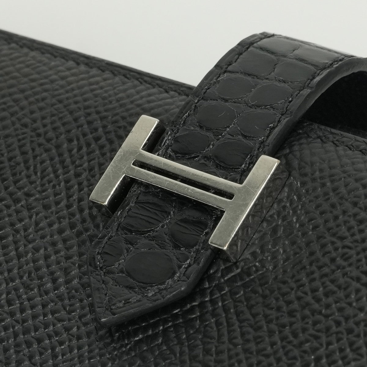 エルメス HERMES ベアンスフレタッチ ベアン スフレ タッチ 財布 長財布 ロングウォレット エプソン クロコダイル ノワール noir ブラック black 黒 シルバー金具 ヴォーエプソン アリゲーター