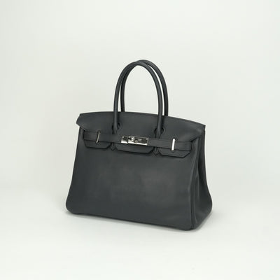 HERMES HERMES Birkin 30 Birkin 30 Bag Tote Bag Swift GRAFFGraphite Gray Silver Metal Handbag Vo Swift