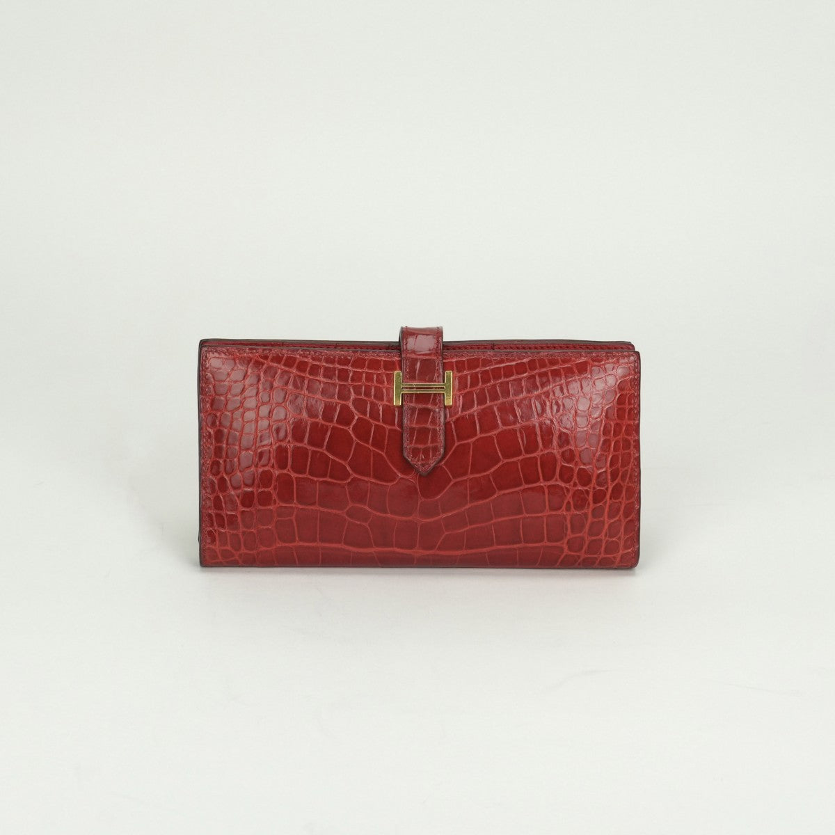エルメス HERMES ベアンスフレ ベアン スフレ 財布 長財布 ロングウォレット アリゲーター クロコダイル ブレイズ Blaze レッド red 赤 ゴールド金具 エキゾチック