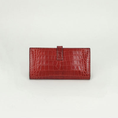 エルメス HERMES ベアンスフレ ベアン スフレ 財布 長財布 ロングウォレット アリゲーター クロコダイル ブレイズ Blaze レッド red 赤 ゴールド金具 エキゾチック