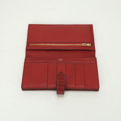 エルメス HERMES ベアンスフレ ベアン スフレ 財布 長財布 ロングウォレット アリゲーター クロコダイル ブレイズ Blaze レッド red 赤 ゴールド金具 エキゾチック