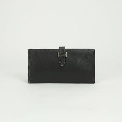 エルメス HERMES ベアンクラシック ベアン クラシック 財布 長財布 ロングウォレット エプソン グラファイト Graphite グレー Gray シルバー金具 ヴォーエプソン
