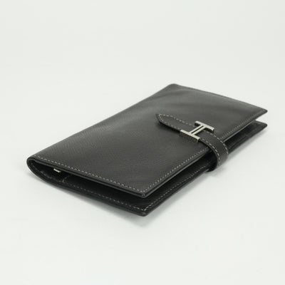 エルメス HERMES ベアンクラシック ベアン クラシック 財布 長財布 ロングウォレット エプソン グラファイト Graphite グレー Gray シルバー金具 ヴォーエプソン