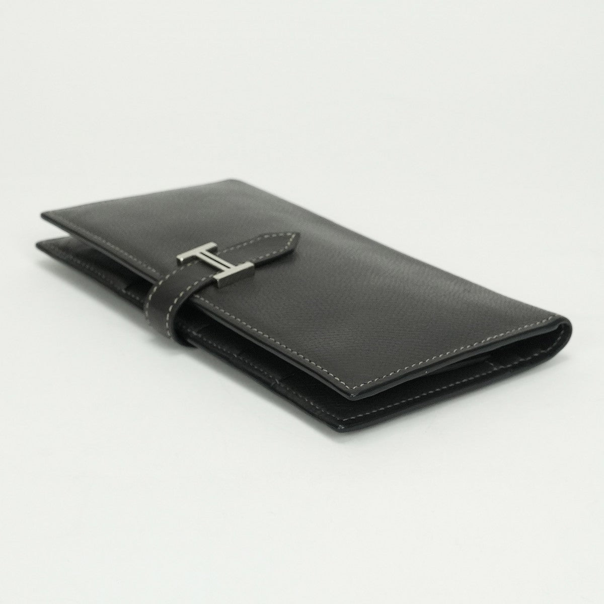 エルメス HERMES ベアンクラシック ベアン クラシック 財布 長財布 ロングウォレット エプソン グラファイト Graphite グレー Gray シルバー金具 ヴォーエプソン