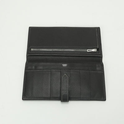 エルメス HERMES ベアンクラシック ベアン クラシック 財布 長財布 ロングウォレット エプソン グラファイト Graphite グレー Gray シルバー金具 ヴォーエプソン