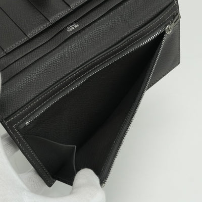 エルメス HERMES ベアンクラシック ベアン クラシック 財布 長財布 ロングウォレット エプソン グラファイト Graphite グレー Gray シルバー金具 ヴォーエプソン