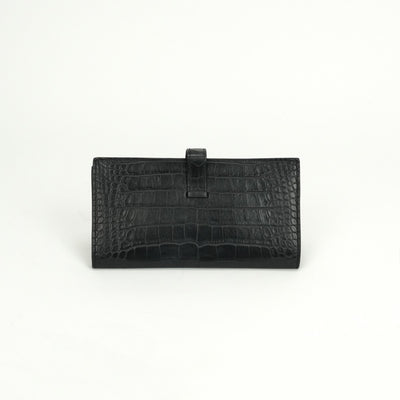 エルメス HERMES ベアンスフレ ベアン スフレ 財布 長財布 ロングウォレット アリゲーター クロコダイル ノワール noir ブラック black 黒 シルバー金具