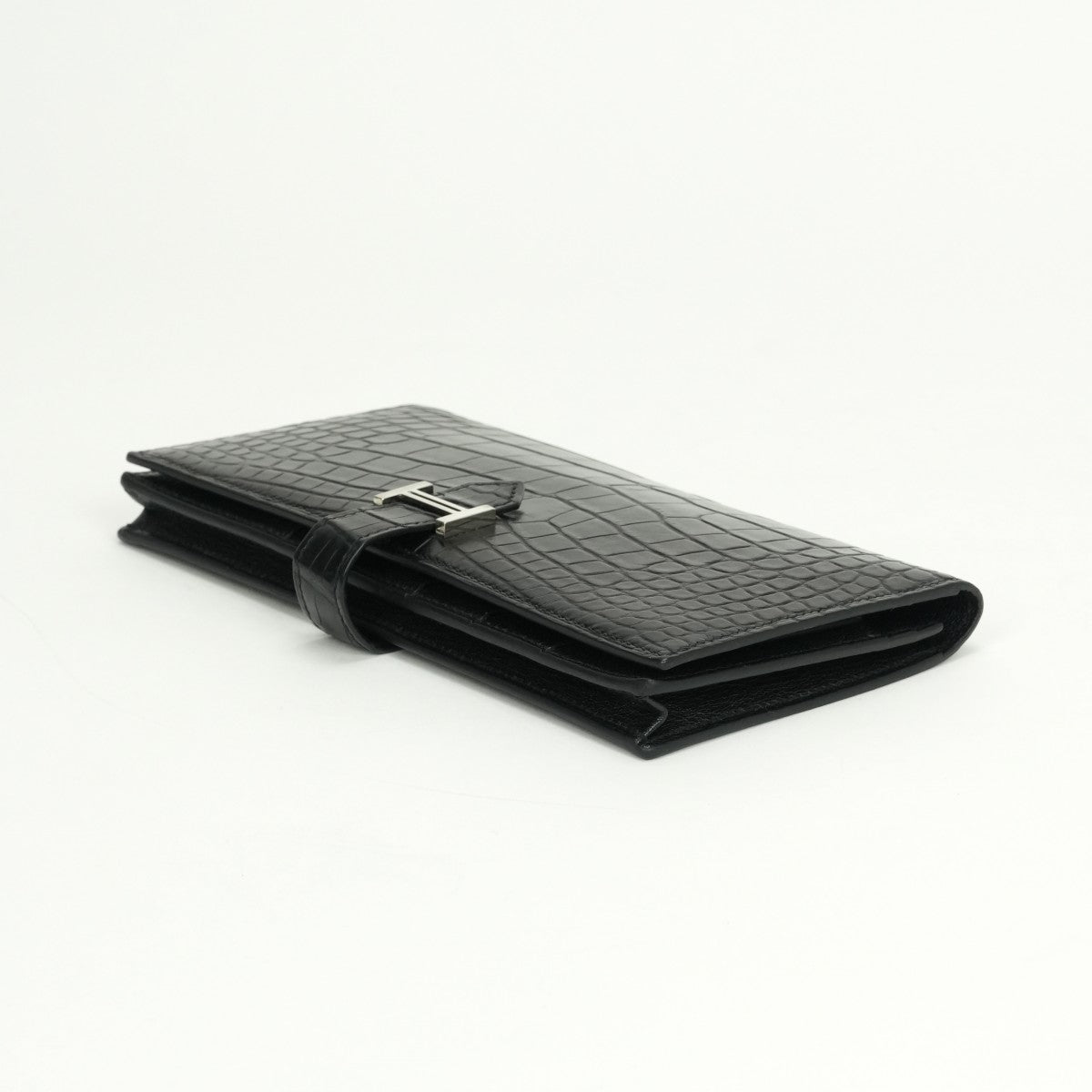 エルメス HERMES ベアンスフレ ベアン スフレ 財布 長財布 ロングウォレット アリゲーター クロコダイル ノワール noir ブラック black 黒 シルバー金具