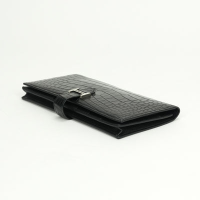 エルメス HERMES ベアンスフレ ベアン スフレ 財布 長財布 ロングウォレット アリゲーター クロコダイル ノワール noir ブラック black 黒 シルバー金具