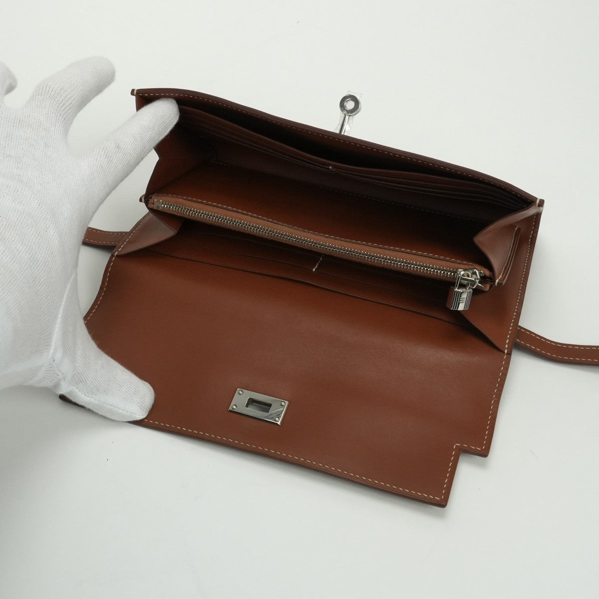 エルメス HERMES ケリーウォレット ケリーウォレットロング 財布 長財布 ロングウォレット ボックスカーフ ゴールド Gold ブラウン Brown 茶 シルバー金具