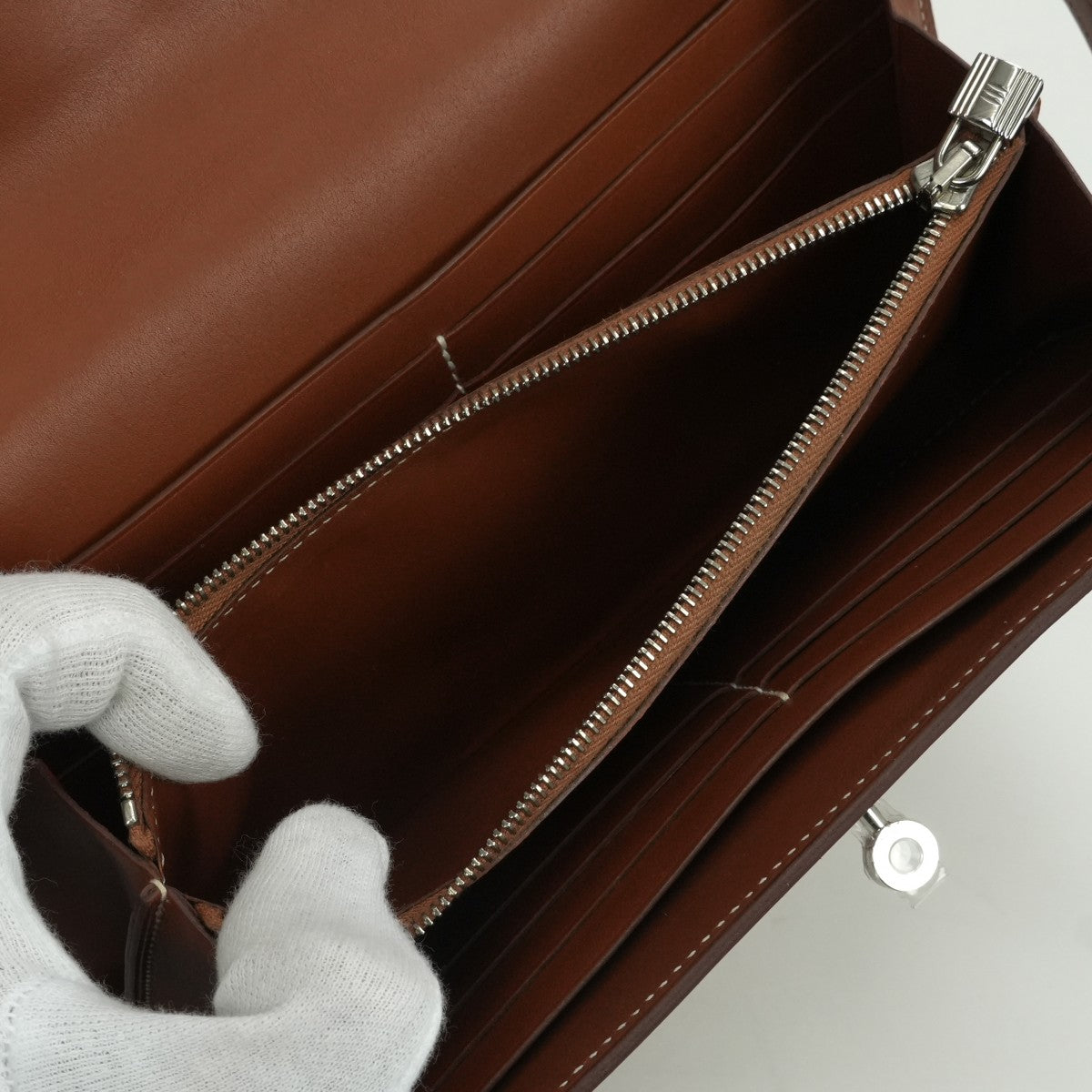 エルメス HERMES ケリーウォレット ケリーウォレットロング 財布 長財布 ロングウォレット ボックスカーフ ゴールド Gold ブラウン Brown 茶 シルバー金具