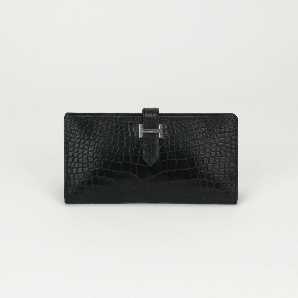 エルメス HERMES ベアンスフレ ベアン スフレ 財布 長財布 ロングウォレット アリゲーター クロコダイル ノワール noir ブラック Black 黒 シルバー金具