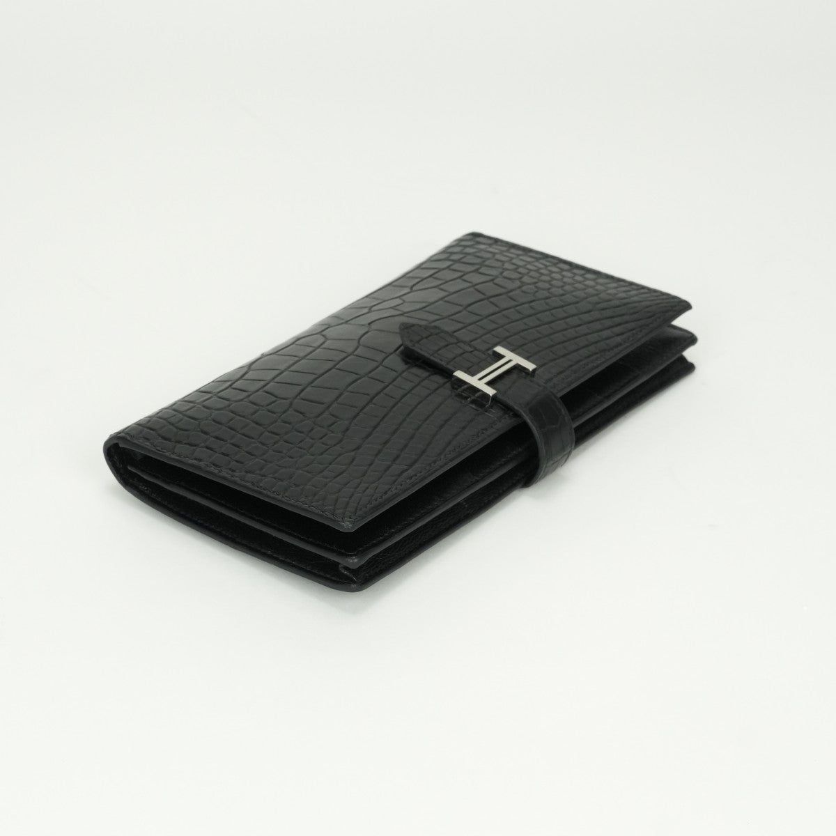 エルメス HERMES ベアンスフレ ベアン スフレ 財布 長財布 ロングウォレット アリゲーター クロコダイル ノワール noir ブラック Black 黒 シルバー金具