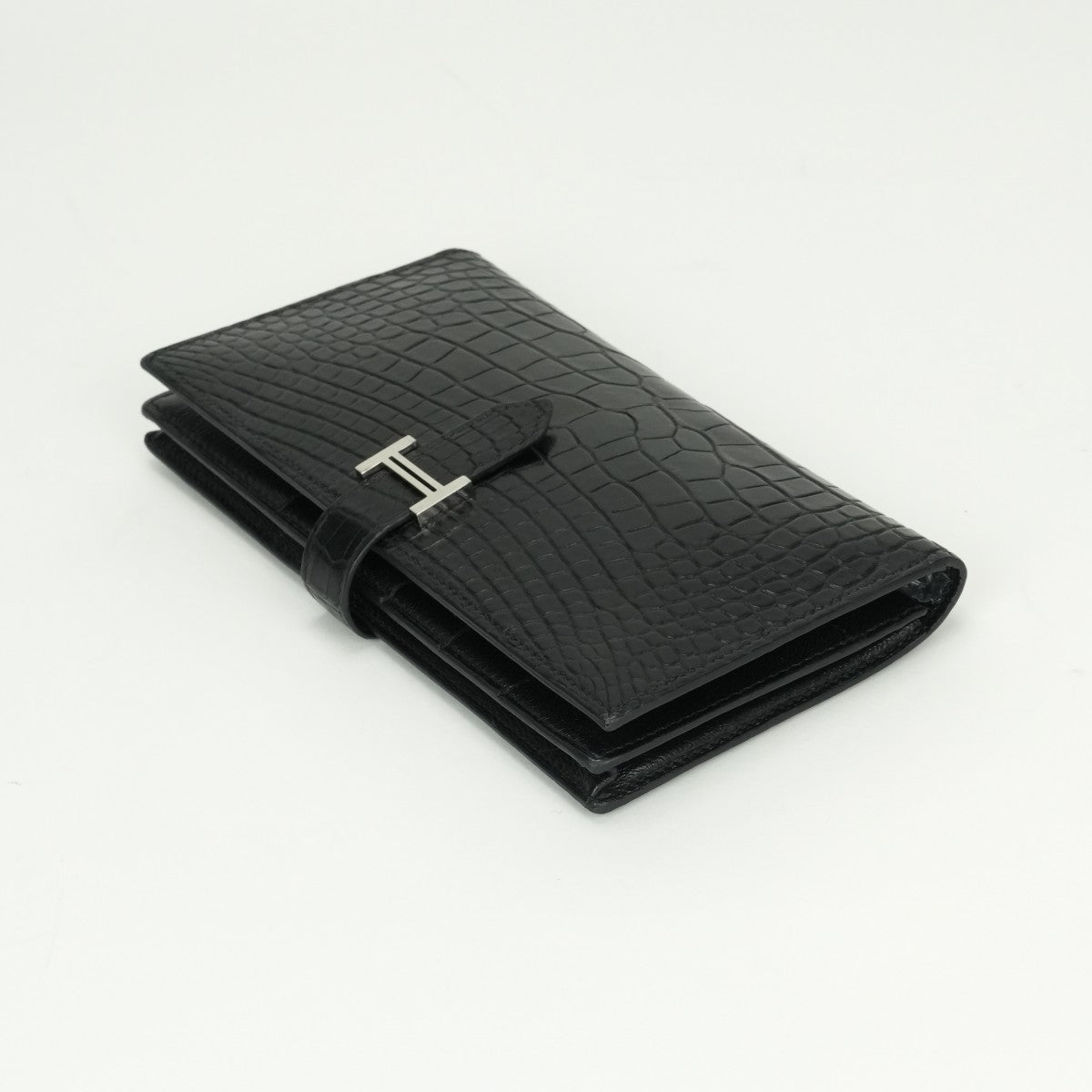 エルメス HERMES ベアンスフレ ベアン スフレ 財布 長財布 ロングウォレット アリゲーター クロコダイル ノワール noir ブラック Black 黒 シルバー金具
