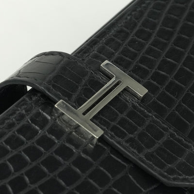 エルメス HERMES ベアンスフレ ベアン スフレ 財布 長財布 ロングウォレット アリゲーター クロコダイル ノワール noir ブラック Black 黒 シルバー金具