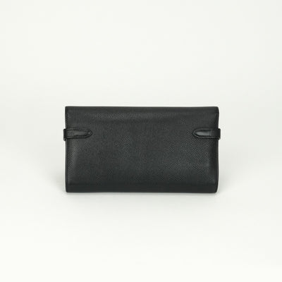 エルメス HERMES ケリーウォレット ケリーウォレットロング 財布 長財布 ロングウォレット エプソン ノワール noir ブラック black 黒 シルバー金具 ヴォーエプソン