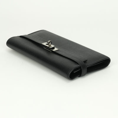 エルメス HERMES ケリーウォレット ケリーウォレットロング 財布 長財布 ロングウォレット エプソン ノワール noir ブラック black 黒 シルバー金具 ヴォーエプソン