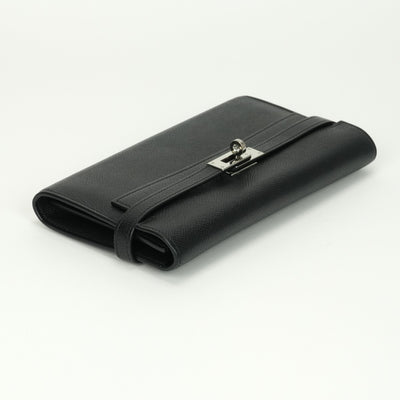エルメス HERMES ケリーウォレット ケリーウォレットロング 財布 長財布 ロングウォレット エプソン ノワール noir ブラック black 黒 シルバー金具 ヴォーエプソン