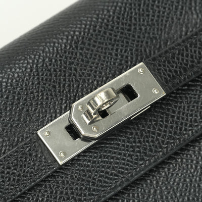 エルメス HERMES ケリーウォレット ケリーウォレットロング 財布 長財布 ロングウォレット エプソン ノワール noir ブラック black 黒 シルバー金具 ヴォーエプソン