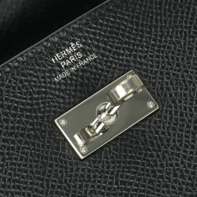 エルメス HERMES ケリーウォレット ケリーウォレットロング 財布 長財布 ロングウォレット エプソン ノワール noir ブラック black 黒 シルバー金具 ヴォーエプソン