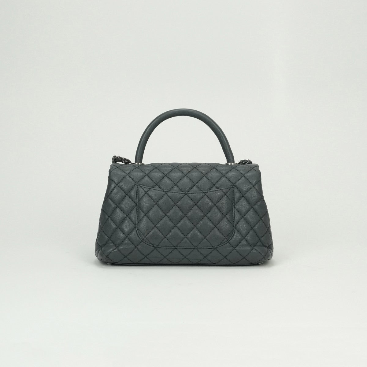 CHANEL 샤넬 Matelass? Coco handle 가방, 토트 백, 숄더백, 캐비어 피부, 회색, 건메탈 금속 피팅, 상단 손잡이, 체인 숄더백, 2way, 코코 마크, 턴 잠금