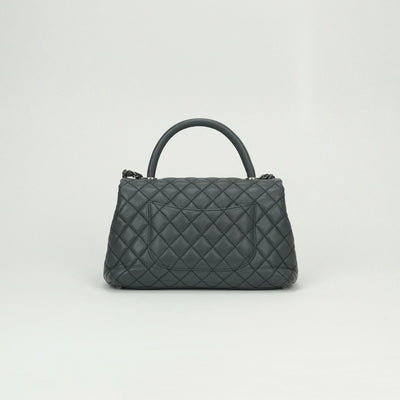 CHANEL 샤넬 Matelass? Coco handle 가방, 토트 백, 숄더백, 캐비어 피부, 회색, 건메탈 금속 피팅, 상단 손잡이, 체인 숄더백, 2way, 코코 마크, 턴 잠금