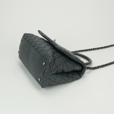 CHANEL 샤넬 Matelass? Coco handle 가방, 토트 백, 숄더백, 캐비어 피부, 회색, 건메탈 금속 피팅, 상단 손잡이, 체인 숄더백, 2way, 코코 마크, 턴 잠금