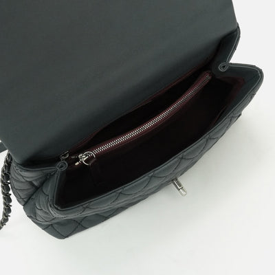 CHANEL 샤넬 Matelass? Coco handle 가방, 토트 백, 숄더백, 캐비어 피부, 회색, 건메탈 금속 피팅, 상단 손잡이, 체인 숄더백, 2way, 코코 마크, 턴 잠금