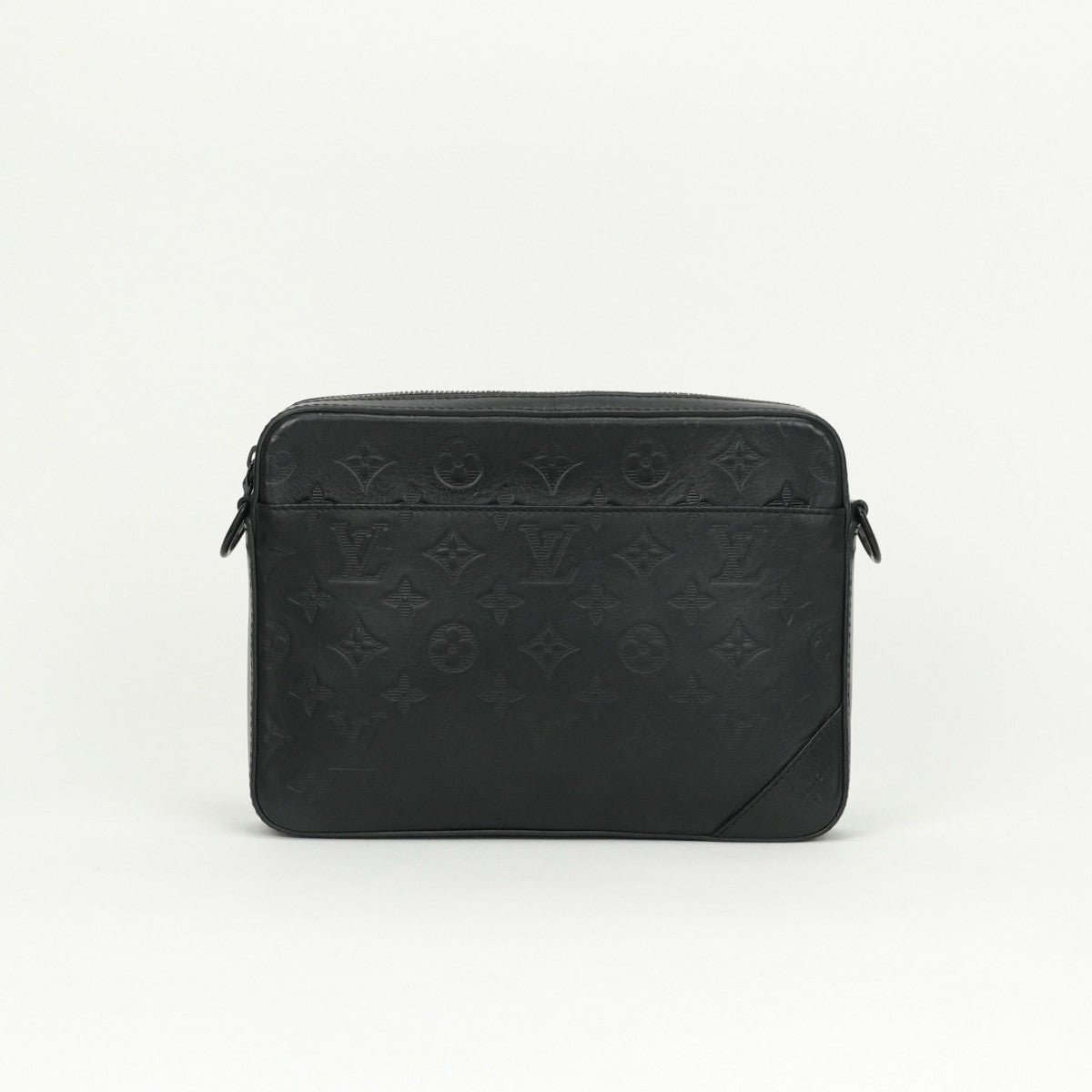 LOUIS VUITTON LOUIS VUITTON Duo Messenger Bag Shoulder Bag Monogram Shadow Leather Black Black Silver Metal Fittings