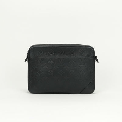 LOUIS VUITTON LOUIS VUITTON Duo Messenger Bag Shoulder Bag Monogram Shadow Leather Black Black Silver Metal Fittings