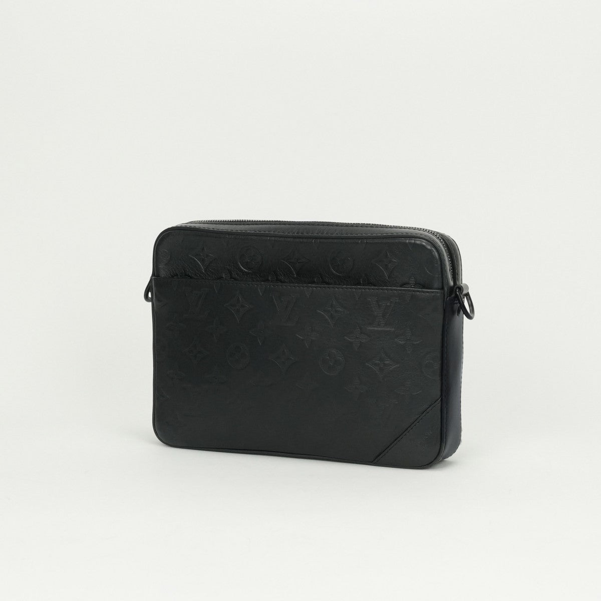 LOUIS VUITTON LOUIS VUITTON Duo Messenger Bag Shoulder Bag Monogram Shadow Leather Black Black Silver Metal Fittings