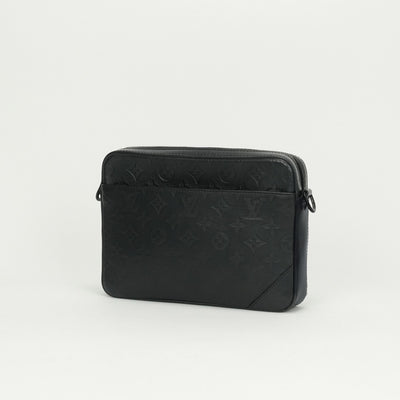 LOUIS VUITTON LOUIS VUITTON Duo Messenger Bag Shoulder Bag Monogram Shadow Leather Black Black Silver Metal Fittings